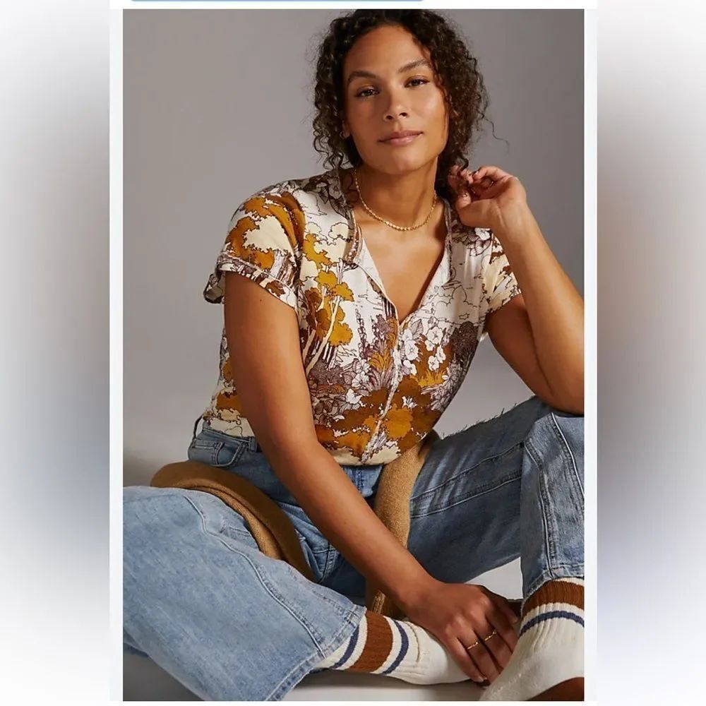 Pilcro by Anthropologie Pilcro Spliced-Neck Tee